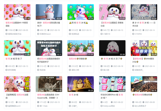 蜜雪冰城B站相关视频