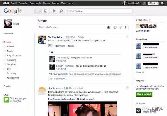 Google+界面