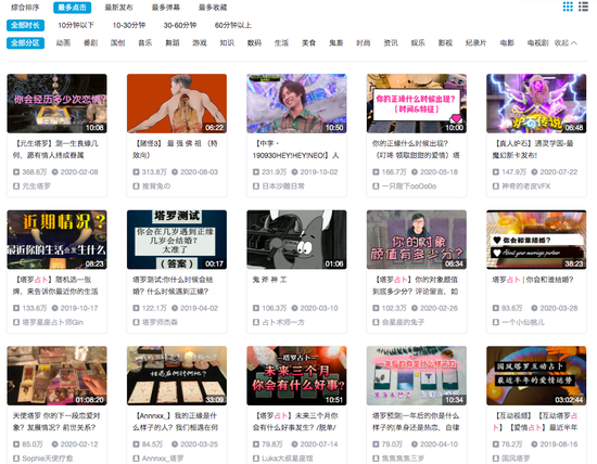 B站占卜相关视频 来源 / B站截图