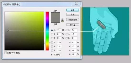 PS拾色器显示两只药丸都是灰色。。。。。。
