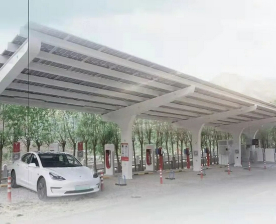 特斯拉拉萨光储充一体化充电站，图源特斯拉官微