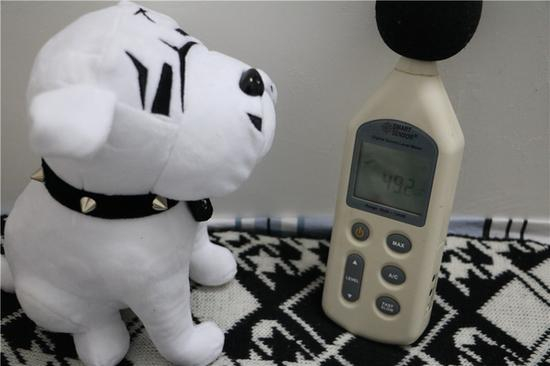 洗涤步骤时，卧室（书房）噪声为49.2分贝