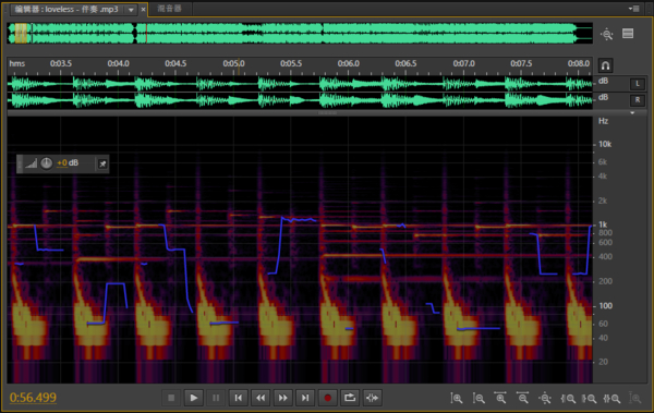 一段纯音乐的音调频谱