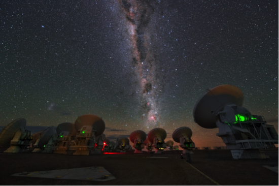 图四：位于智利的阿塔卡马大型毫米波阵（ALMA）望远镜