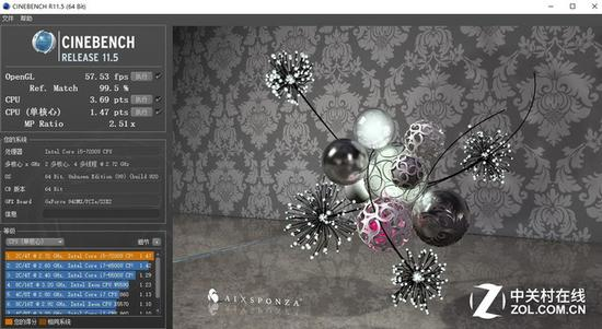 CINEBENCH&nbsp;R11.5测试数据
