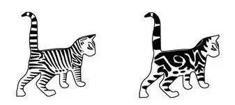 现代家猫（右）与野猫（左）的斑纹对比  来源：该研究论文