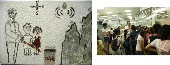 &nbsp;土壤学知识在青少年中生根发芽 （左图：以土壤为原料巧绘土壤剖面观察教学活动；右图：面向中小学生的土壤科普活动）&nbsp;