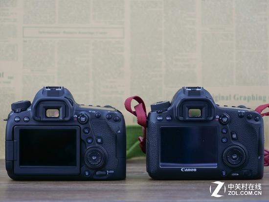 机身背面，两条相机的按键排布非常接近，后拨轮锁止方式有所不同外，最大的变化还是屏幕