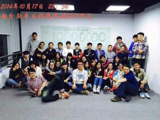 △ 单日破千万，团队合影