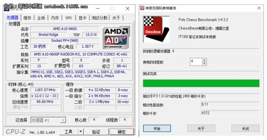 ▲CPU-Z信息和国际象棋计算能力检测