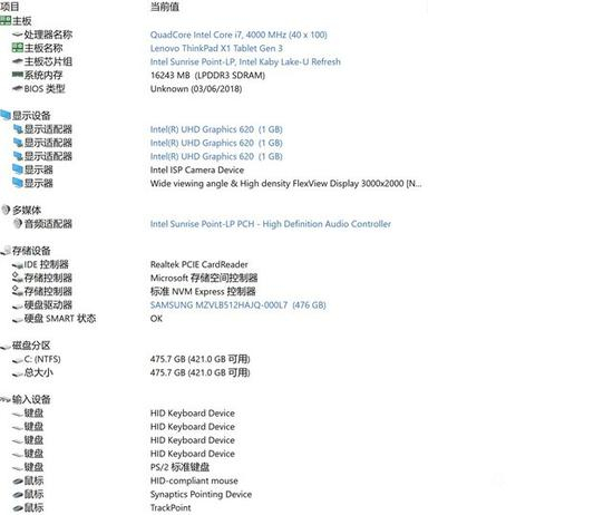 ThinkPad&nbsp;X1&nbsp;Tablet&nbsp;Evo的硬件配置