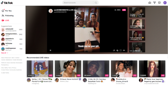 TikTok 最近上了在PC端的直播界面 图源/官网