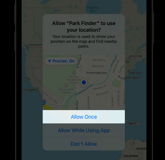 iOS13给用户提供了“允许一次”的访问数据选项|WWDC