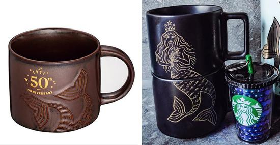  ▲ 50 周年限定款棕色杯子的官网图（图左）和买家照（图右）。 图片来自：Instagram