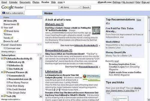 Google Reader 截图&nbsp;/ Google