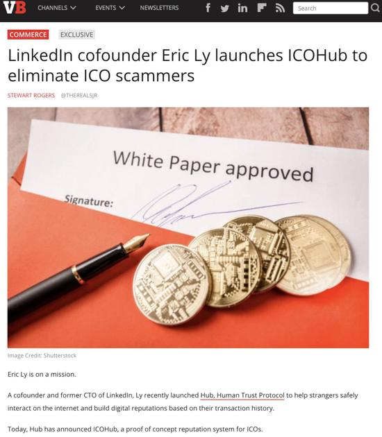 VentureBeat 对 ICOHub的报道