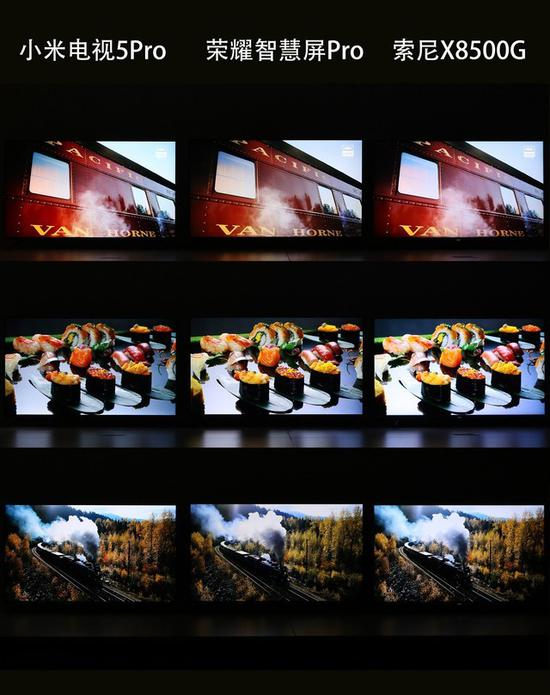 4K HDR视频画面（荣耀与索尼接近，小米颜色发暗，饱和度略高）