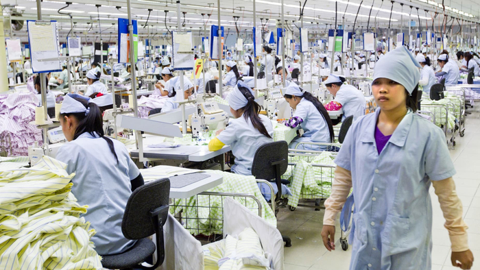 柬埔寨金边的一家服装厂