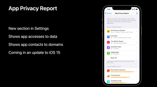 应用程序隐私报告，App后台活动一览无余|WWDC