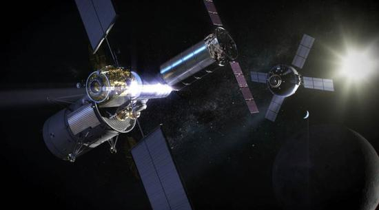 图&nbsp;|&nbsp;月球空间站概念图（来源：NASA）