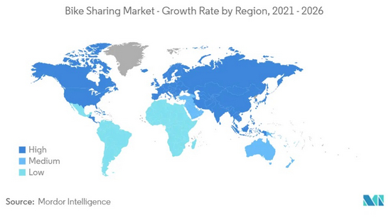 2021-2026年美国共享单车市场将迎来高速增长，图片来自于Mordor Intelligence