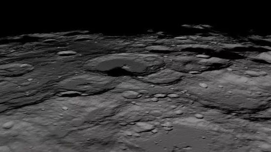 月球轨道识别器所拍摄的月球南极&nbsp;NASA/Scientific Visualization Studio