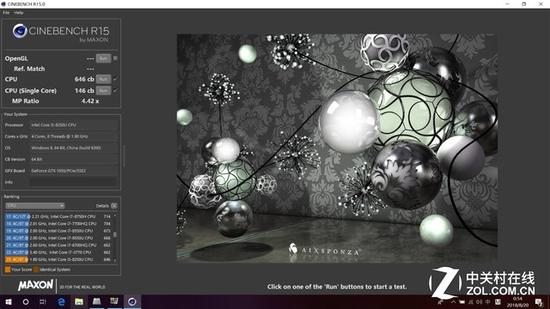 多线程助攻，Cinebench R15成绩单核146cb，多核646cb