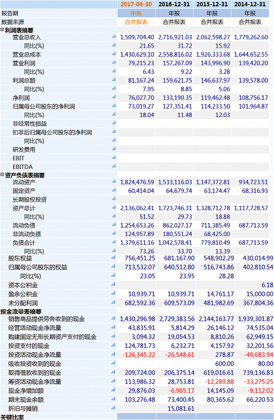 “16金立债”公司财务摘要