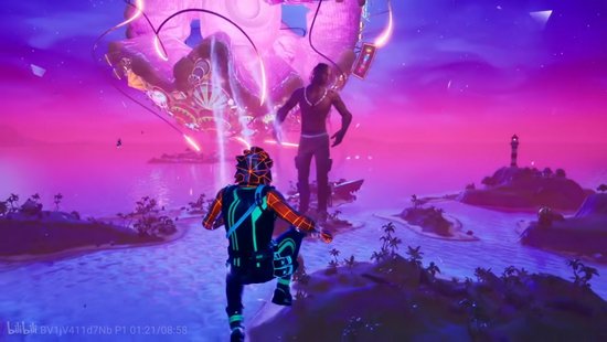 Travis Scott堡垒之夜演唱会截图，图源B站用户TrapTV