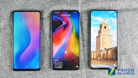 左：小米MIX 3 中：荣耀Magic2 右：联想Z5 Pro