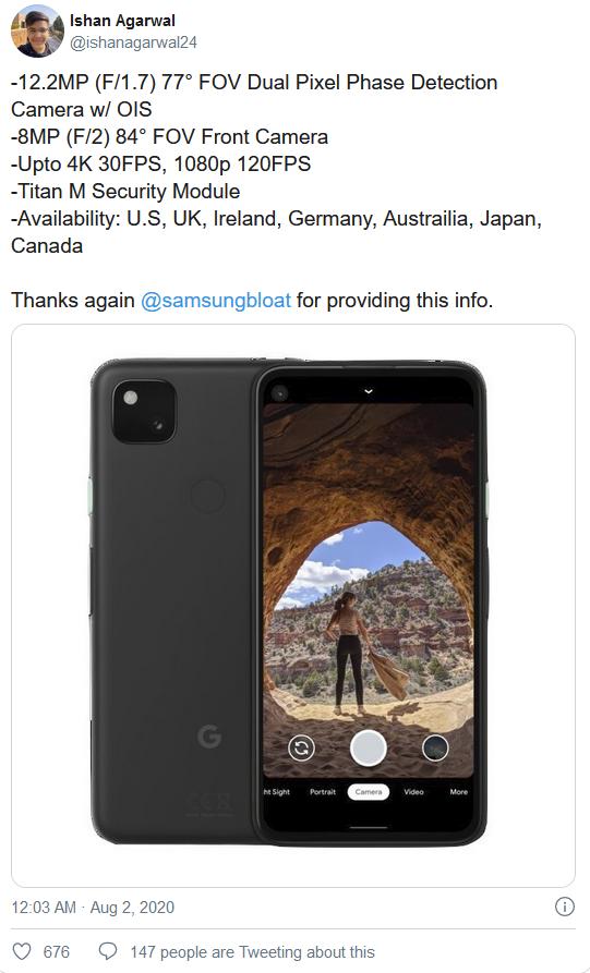 Google Pixel 4a发布会预计在当地时间周一举行可能有5G机型_手机新浪网