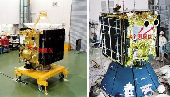 隼鸟号（左）和隼鸟2号（右）。（图片来源：JAXA）