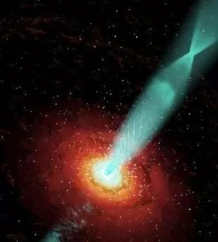耀变体（Courtesy： A Marscher， PhysicsWorld）