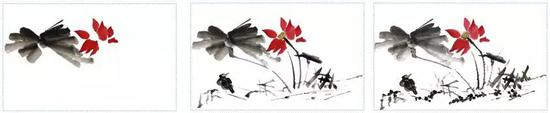 图2 小写意水墨画多阶段绘制过程示意