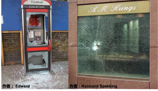 钢化玻璃（左）和防弹玻璃（右）来源：维基百科