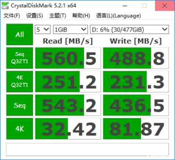 CrystalDiskMark硬盘测试结果