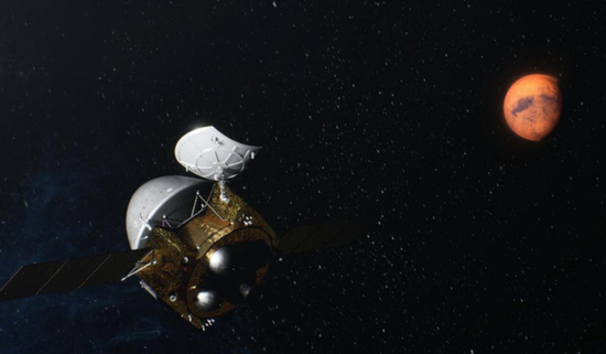 图 | 天问一号探测器成功实施近火制动进入火星停泊轨道（来源：中国航天局）