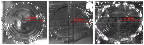 　　（1）向垂直平面发射水注（2）向水平面上发射水注（3）从水平面的下方向上发射水注。不同方向的平面上以相同的速率发射同样的水注，水跃现象形成的环形半径相同。| 图片来源：DOI： 10.1017/jfm.2018.558