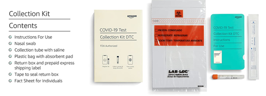 亚马逊新冠检测包内容，图片截自于亚马逊官网