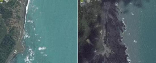 地震前后的海岸线形态变化
