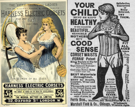 　　当时商家为了攫取利益，束身衣被包装成一件能够保护内脏、治疗腰椎无力、帮助胸部发育的保健品，甚至建议儿童也尽早穿上以“保持健康” | elle.com