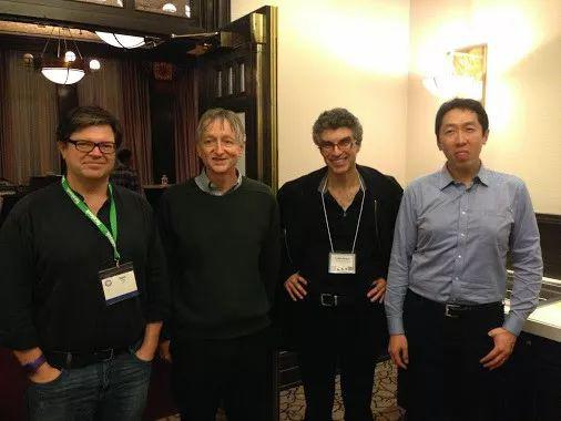 从左至右：LeCun、Hinton、Bengio、吴恩达
