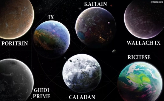 《沙丘》中的一些行星&nbsp;/&nbsp;Reddit