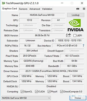 NVIDIA MX150独立显卡