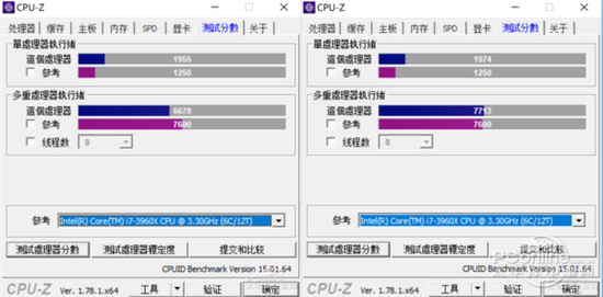 左：Ryzen5 2500U 右：i7-8550U