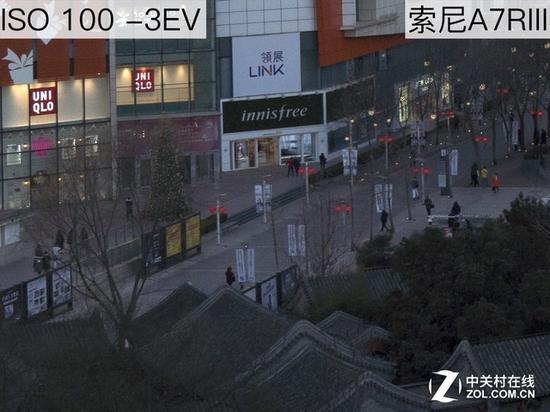 实际拍摄环境，黄昏时分，欠曝-3EV提亮后100%截图（建议点击查看大图）