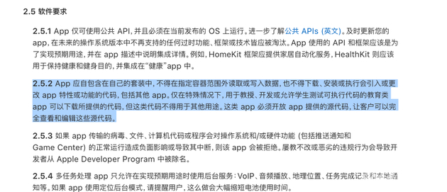 苹果有关“指定容器外写入读取数据”违规的说明
