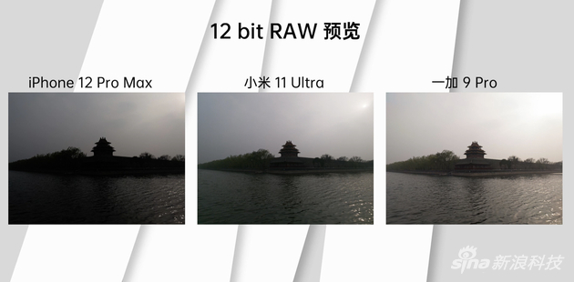 三款手机拍摄的RAW照片