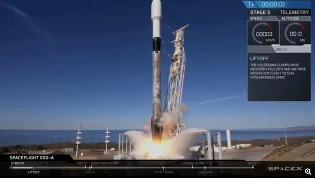 北京时间今天凌晨，从加州范登堡发射升空的SpaceX公司“猎鹰9号”火箭