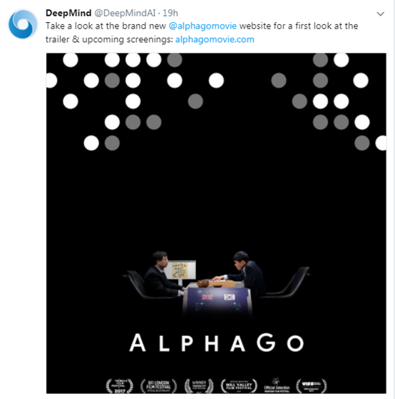 DeepMind在Twitter上发布《AlphaGo》预告片